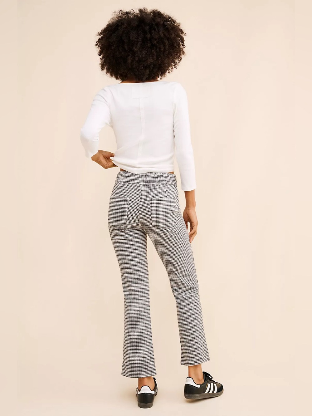 Free People Black & White Houndstooth Cropped Pants - Picture 3 of 7